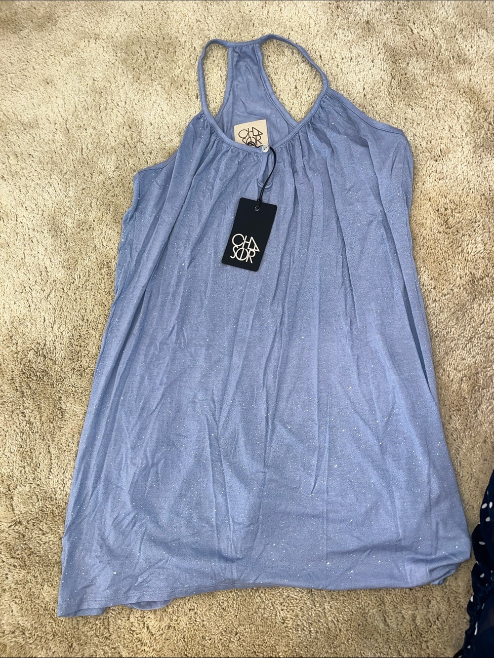 Chaser Dusty Blue Shimmer Racerback Tank